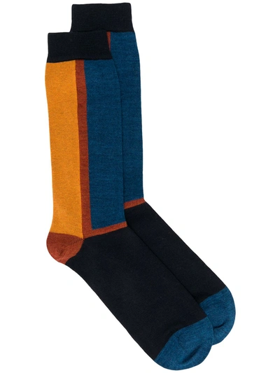 Henrik Vibskov Colour-block Knitted Socks In Blue