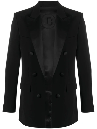 Balmain Double-breasted Blazer In Black