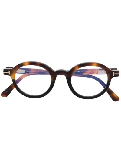 Tom Ford Round-frame Glasses In Brown