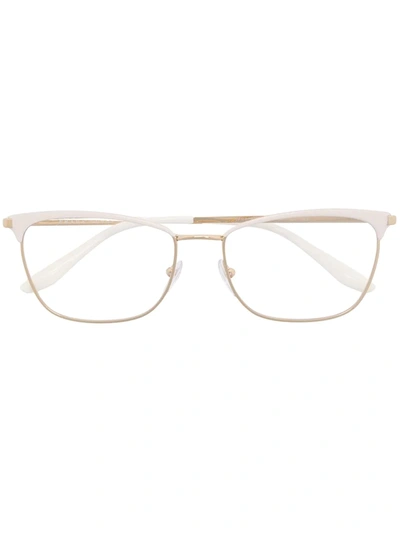 Prada Square-frame Clear-lens Glasses In Gold