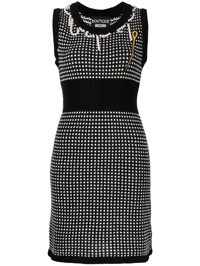 Boutique Moschino Crochet Knitted Style Dress In Black