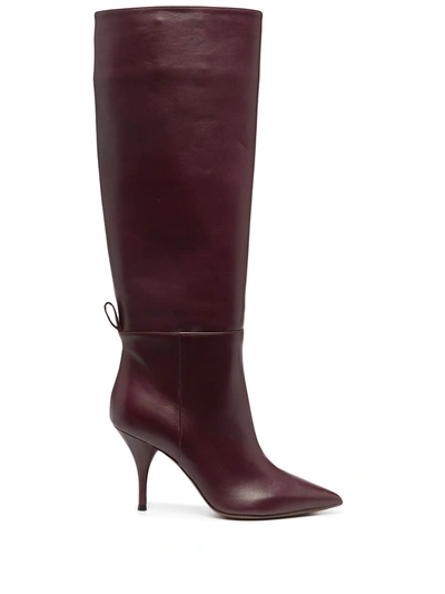 L'autre Chose Knee-high Leather Boots In Red