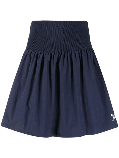 Kenzo Pleated Crispy Tech Mini Skirt In Blue