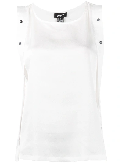 Dkny Button Embellished Sleeveless Blouse In White