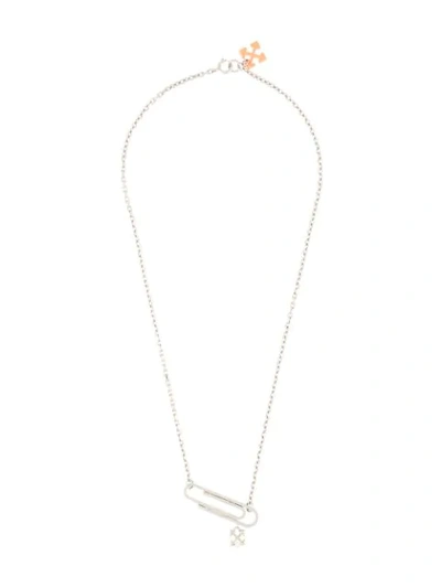 Off-white Paper Clip Necklace In Silver