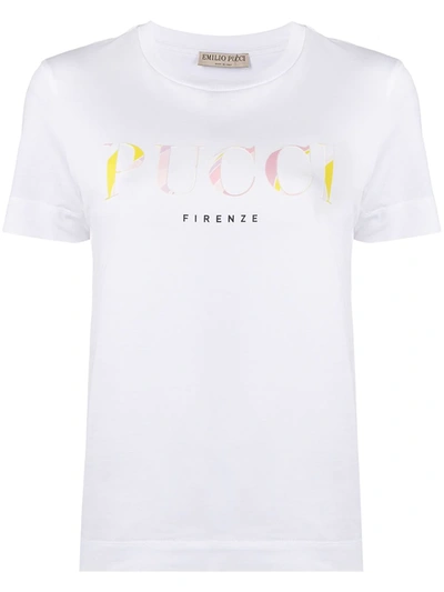 Pucci Logo Print T-shirt In White