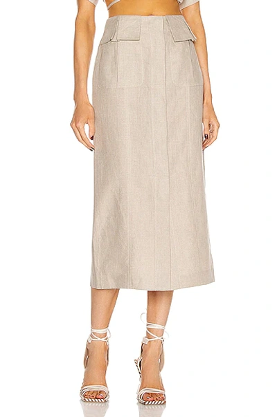 Matthew Bruch Linen Cargo Midi Skirt In Ivory