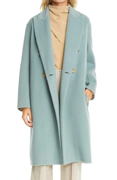 Vince Oversize Double Breasted Wool Blend Coat In Patina