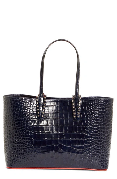 Christian Louboutin Small Cabata Croc Embossed Leather Tote In Nocturne