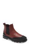 Camper Brutus Leather Chelsea Boot In Burgundy