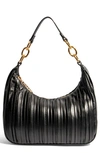 House Of Want Newbie Vegan Leather Shoulder Bag In Black Pleated