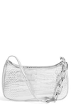 House Of Want Newbie Vegan Leather Shoulder Bag In Silver Croco