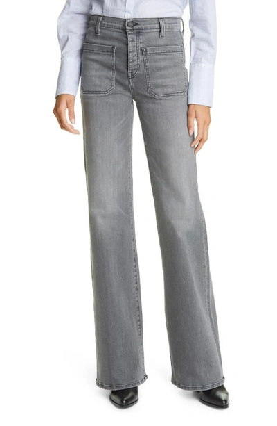 Nili Lotan Florence Distressed High-rise Flared Jeans In Gray