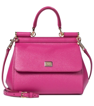 Dolce & Gabbana Small Miss Sicily Leather Satchel In Pink