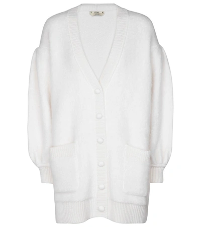 Fendi Mohair-blend Cardigan In White
