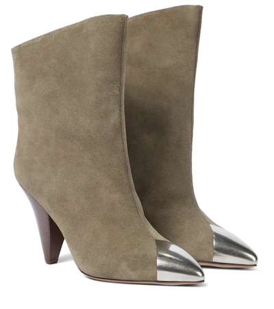 Isabel Marant Lapee Suede Ankle Boots In Taupe
