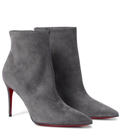Christian Louboutin So Kate Booty 85 Suede Ankle Boots In Grey | ModeSens