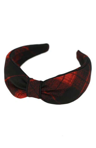 Alexandre De Paris Knot Headband In Red Plaid