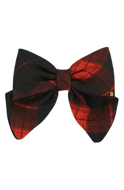 Alexandre De Paris Plaid Bow Clip In Red Plaid