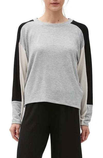 Michael Stars Zephyr Boat Neck Sweatshirt In Heather Grey/ Black/ Chalk