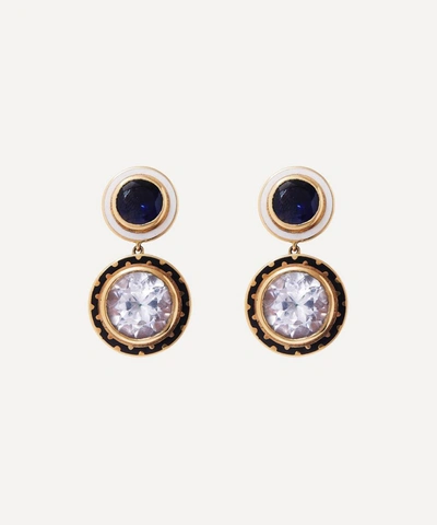 Alice Cicolini Gold Candy Lacquer Iolite And White Topaz Samarkand Day Drop Earrings