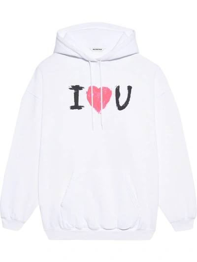 Balenciaga Cotton Sweatshirt With Front Print In White