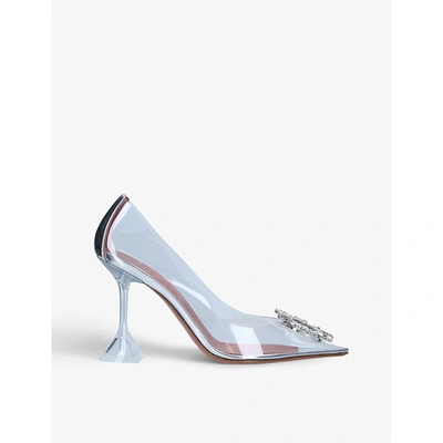 Amina Muaddi Womens Other Begum Crystal-embellished Pvc Courts 6 In Silver