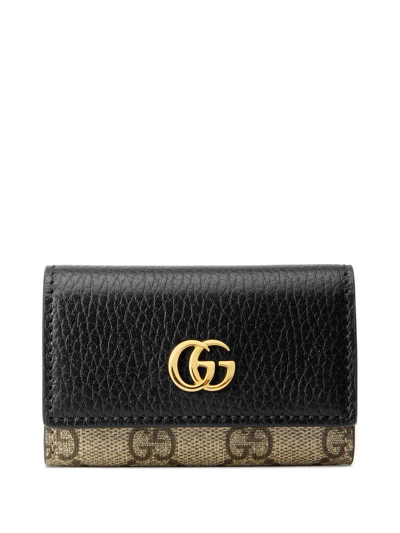 Gucci Gg Marmont Leather Key Case In Beige