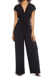 Vince Camuto Twist Front Jersey Jumpsuit In Black