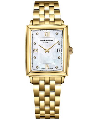 Raymond Weil Women's Swiss Toccata Diamond Accent Gold Pvd Stainless Steel Bracelet Watch 25x34mm In White