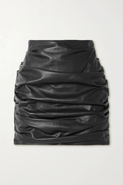 Dolce & Gabbana Ruched Leather Mini Skirt In Black