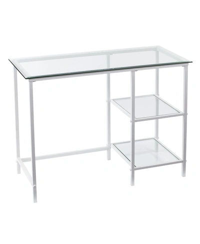 Southern Enterprises Louke Metal Glass Student Desk In White