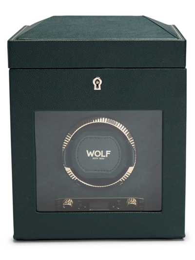 Wolf British Racing Pebble-grain Vegan Leather Watch Winder In Green