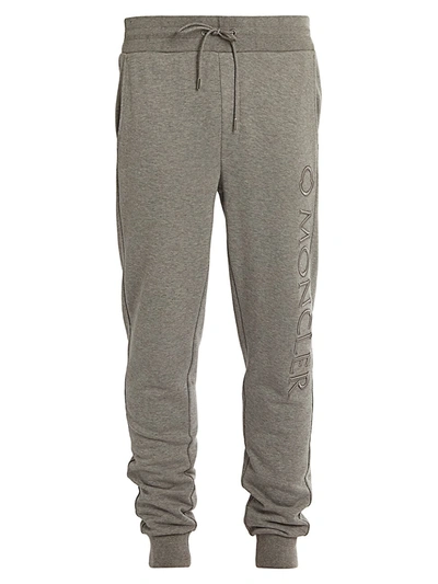 Moncler Grey Embroidered Lounge Pants In Dark Grey
