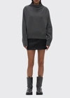 Helmut Lang Women's Stitched Wool & Cashmere Mockneck Sweater In Airforce Grey