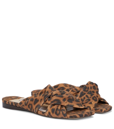 Jimmy Choo Narisa Knotted Leopard-print Flat Sandals