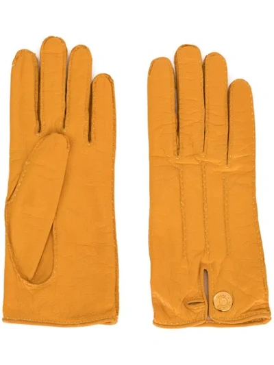 Pre-owned Hermes 1990s  Selye Leather Gloves In Yellow