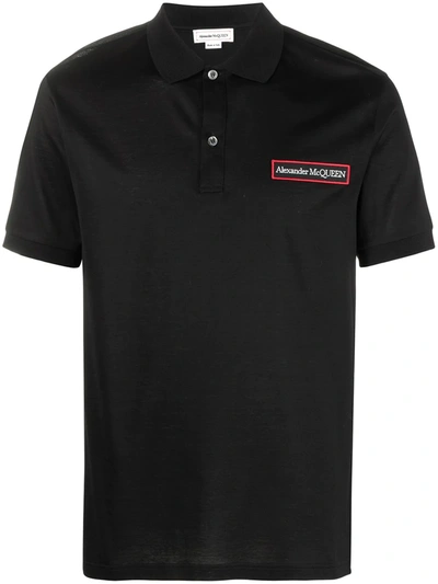 Alexander Mcqueen Chest Logo Embroidered Polo Shirt In Black