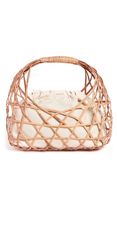 Cult Gaia Aviva Rattan And Leather Tote In Neutral