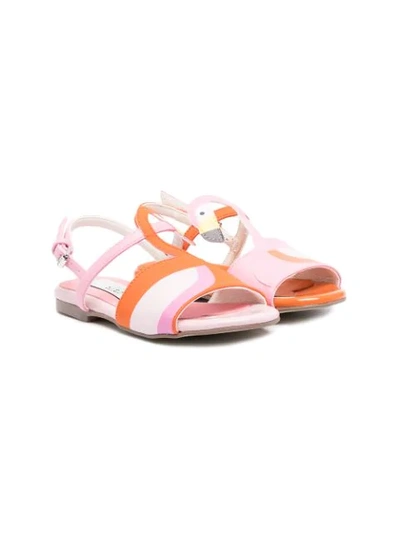 Stella Mccartney Kids' Flamingo Strappy Sandals In Pink