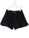 Chloé Kids' Wide-leg Cotton Shorts In Dark Blue