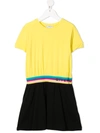 Givenchy Kids' Multicolor Dress For Girl With Logo In Giallo Nero