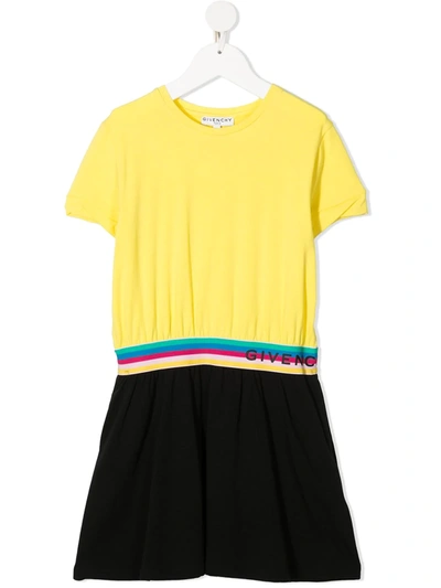 Givenchy Kids' Multicolor Dress For Girl With Logo In Giallo Nero