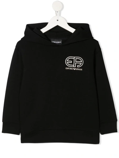 Emporio Armani Kids' Cotton Sweatshirt Hoodie In Black
