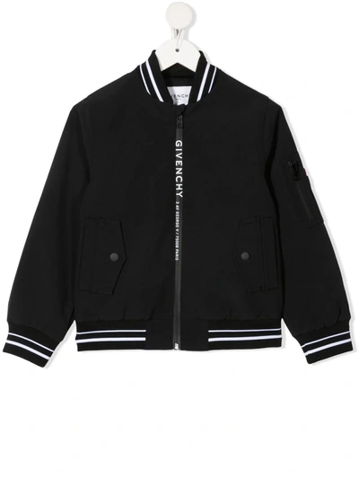 Givenchy Kids' Striped-trim Bomber Jacket In Black