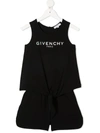 Givenchy Teen Cracked Logo-print Sleeveless Playsuit In Black