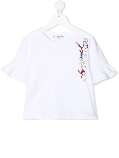Givenchy Kids' White T-shirt For Girl With Double Logo