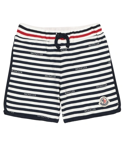 Moncler Striped Cotton Jersey Shorts In Blue