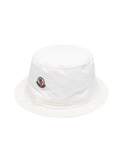 Moncler Kids' Logo-patch Bucket Hat In White
