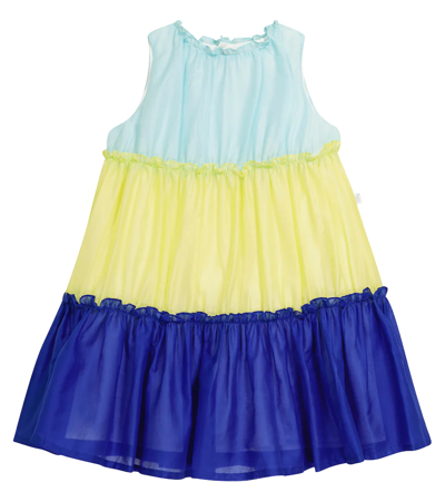 Il Gufo Kids' Sleeveless Color Block Cotton Dress In Gialla